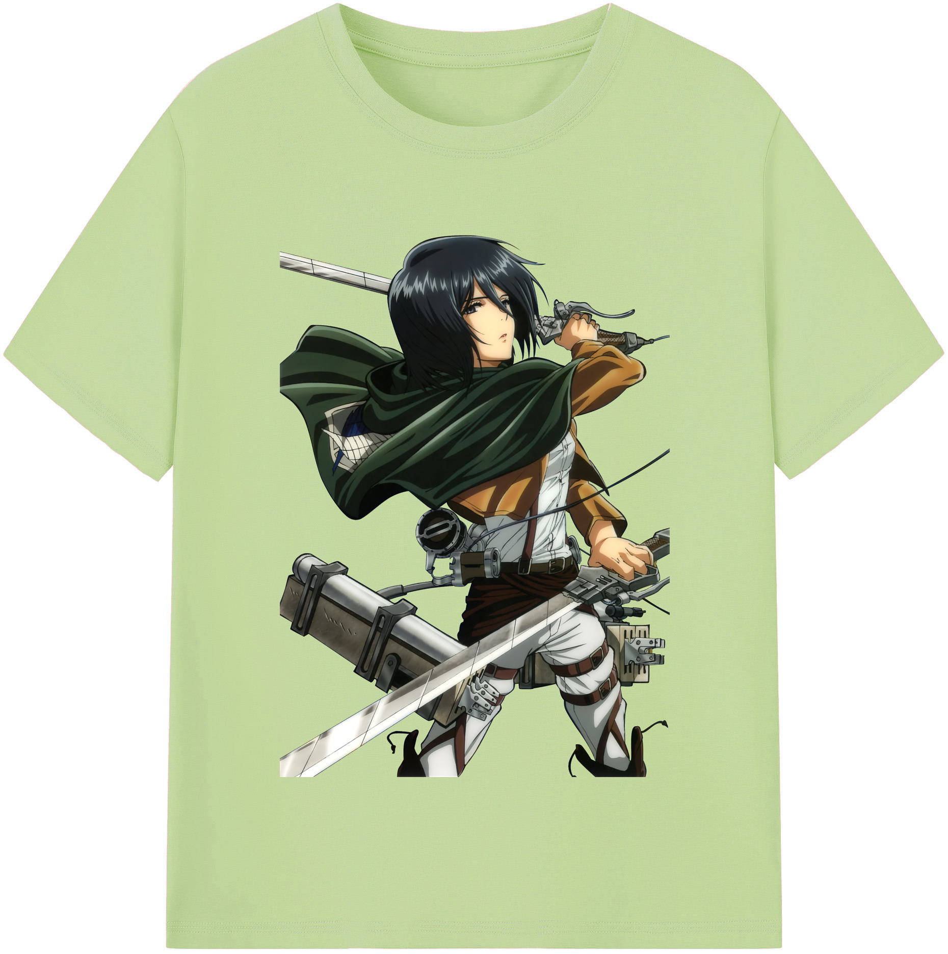 （画像用） 進撃の巨人 ミカサ·アッカーマン Attack on Titan Mikasa Ackerman 綿100％半袖Tシャツ（フロントプリント）